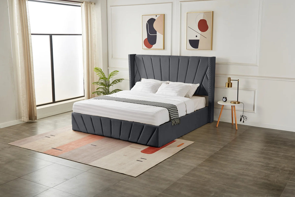 Luna Lift-Up Storage Bed- Dark Grey